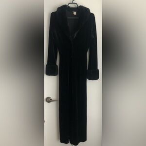 Full Length Velvet Cloak with Faux Fur Trim